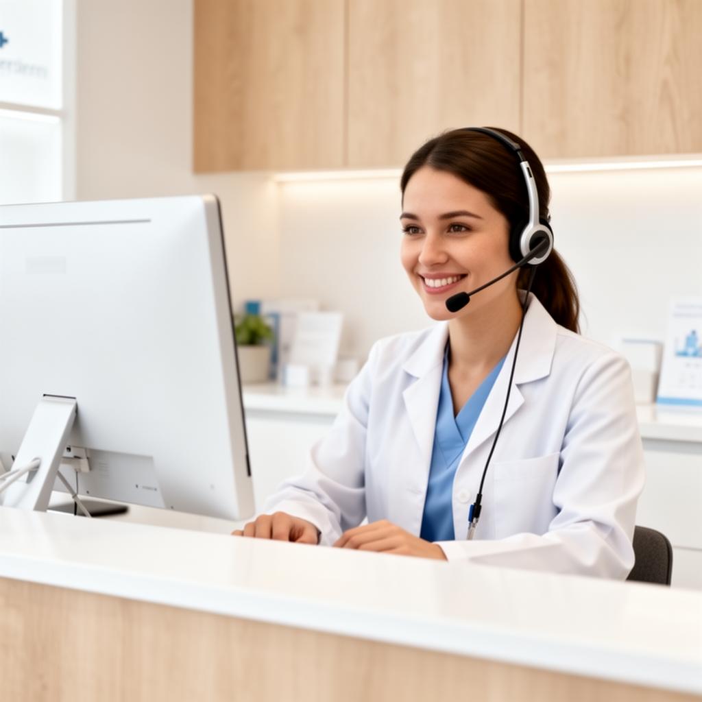 Patient coordinator answering calls for the practice